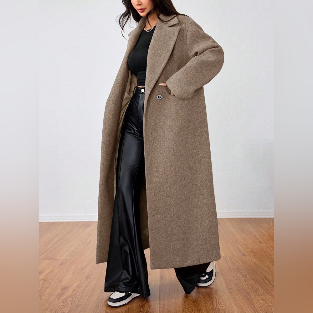 Long Preppy peacoat pea coat jacket winter black - Picture 3 of 5
